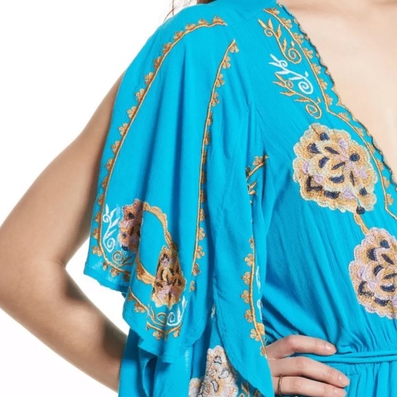 NWT Free people turquoise Cora embroidered dress - Picture 5 of 8